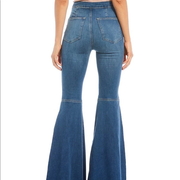 Free People We The Free Just Float On Bell Bottom Flare Jeans 70s Retro inspired - Picture 2 of 9